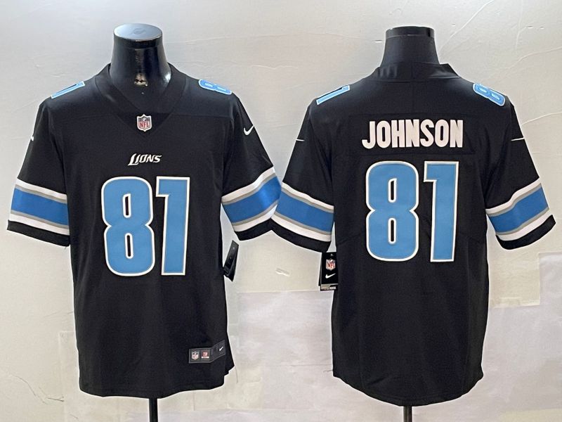 Men Detroit Lions #81 Johnson Black Second generation 2024 Nike Limited NFL Jersey style 1->detroit lions->NFL Jersey